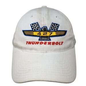427 Thunderbolt Strapback Hat White One Size Embroidered 40th Anniversary